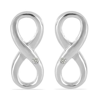 BUY 925 SILVER WHITE DIAMOND DOUBLE CUT GEMSTONE INFINITY  EARRINGS